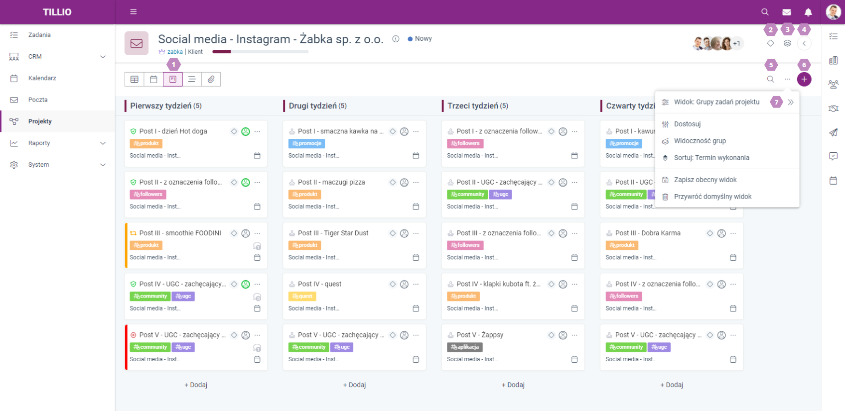 Dodatkowe widoki dla zadań - Widok Kanban w projekcie